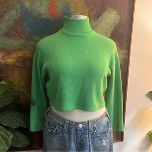 ZARA nwot Cropped Green Turtleneck size small
